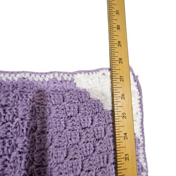 Lot Of 2 Handmade Crocheted Baby Blankets Diagonal Stripe 100% Acrylic Soft Cozy - Picture 8 of 9